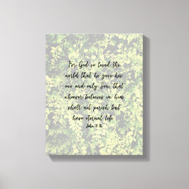 Ivy Greenery Pattern John 3:16 Bible Verse Art キャンバスプリント
