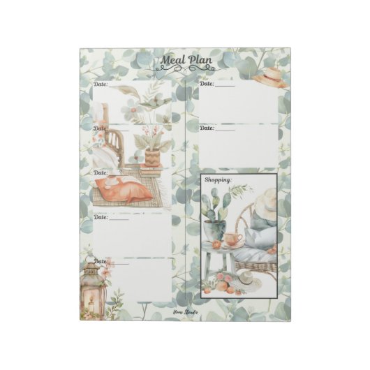 Ivy League 7 Day Blank Meal Planner ノートパッド (回転)