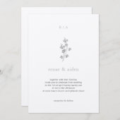Ivy Wedding invite, Black and 結婚 white's 招待状 (正面/裏面)