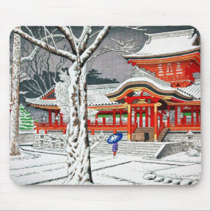 iwashimizuのhachimanの神社京都のクールな雪 マウスパッド