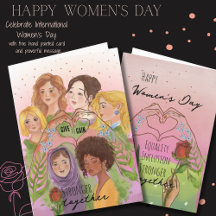 IWD ピンク水彩多民族女性 ギブ・トゥ・ゲイン