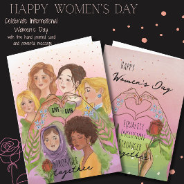IWD ピンク水彩多民族女性 ギブ・トゥ・ゲイン シーズンカード