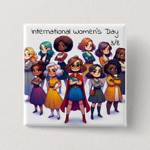 IWD 女国際的の日は3月8日 缶バッジ