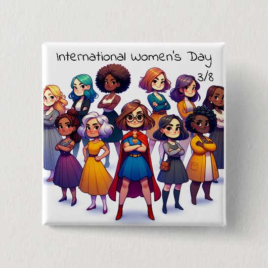 IWD | 女国際的の日は3月8日 缶バッジ (正面)