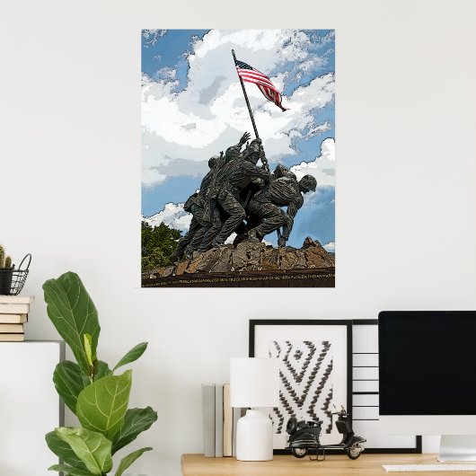 Iwo Jima - Posterized ポスター (ホームオフィス)