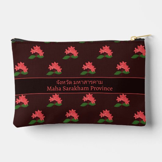 Ixora Coccinea、マハ・サラカムの花（暗） アクセサリーポーチ (裏面)