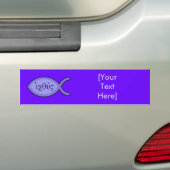 IXOYEのキリスト教の魚の記号-青い羊皮紙 バンパーステッカー (車上)