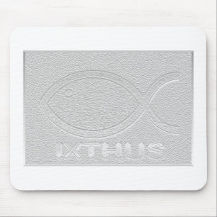 IXTHUSのキリスト教の魚の記号-銀 マウスパッド