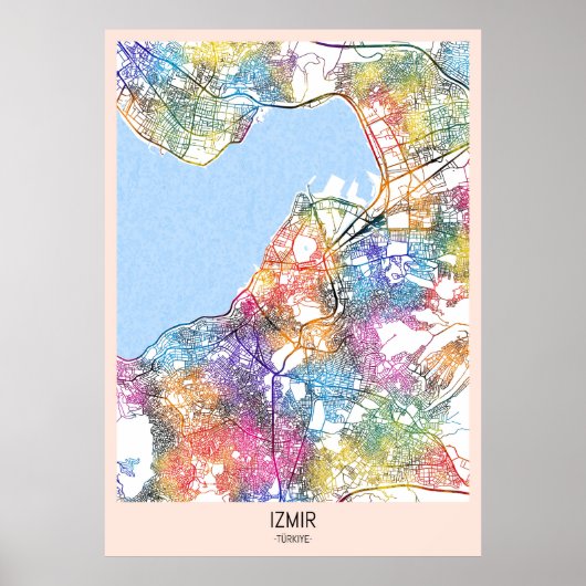 İzmir Türkiye City Map ポスター (正面)