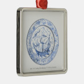 Iznikの16世紀なプレートの船のイラストレーション メタルオーナメント (右)