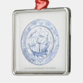 Iznikの16世紀なプレートの船のイラストレーション メタルオーナメント (左)