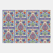 Iznik - Turkish Ottoman pattern with flowers tulip ラッピングペーパーシート (正面3)