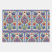 Iznik - Turkish Ottoman pattern with flowers tulip ラッピングペーパーシート (正面2)