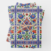 Iznik - Turkish Ottoman pattern with flowers tulip ラッピングペーパーシート (インサイチュ)