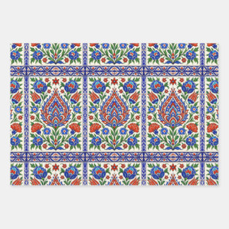 Iznik - Turkish Ottoman pattern with flowers tulip ラッピングペーパーシート