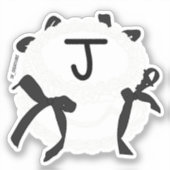 Jのイニシャル 黒と白のリボン ビンテージケーキ シール (正面)
