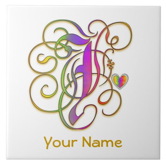 Jのモノグラムあなたの一流の"ゴシック様式虹"のセラミックタイル タイル (正面)