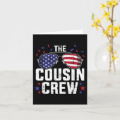 Jの4番目のアメリカ国旗を持ったいとこのクルー カード (黄色い花)