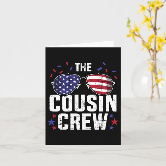 Jの4番目のアメリカ国旗を持ったいとこのクルー カード (黄色い花)