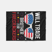 Jの4番目の爆竹のためにおもしろい兄弟を交換する フリースブランケット (正面(横))