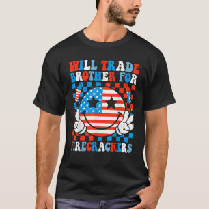 Jの4番目の爆竹のためにおもしろい兄弟を交換する Tシャツ