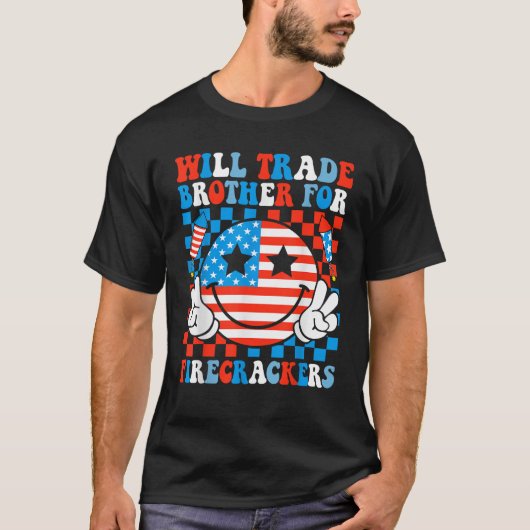 Jの4番目の爆竹のためにおもしろい兄弟を交換する Tシャツ (正面)