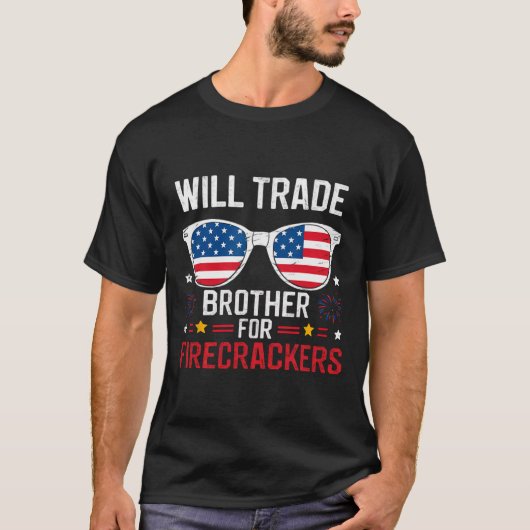 Jの4番目の爆竹のためにおもしろい兄弟を交換する Tシャツ (正面)