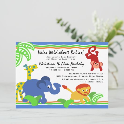 Jはジャングルの赤ちゃんシャワー 招待状 (スタンド正面)