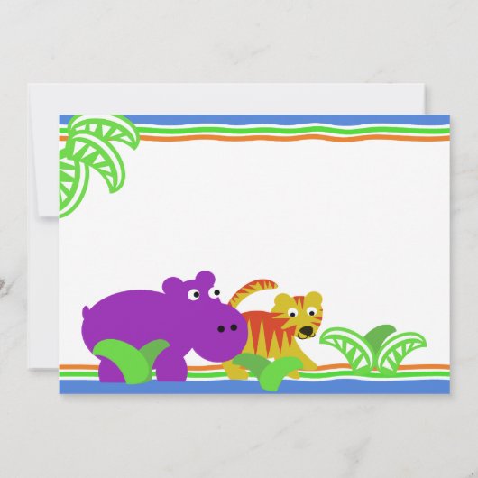 Jはジャングルの赤ちゃんシャワー 招待状 (裏面)