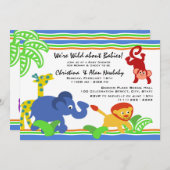 Jはジャングルの赤ちゃんシャワー 招待状 (正面/裏面)