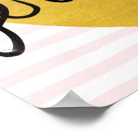 J'アドレ引用文 |ブラックおよび金ゴールドハート ポスター (角)