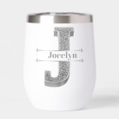 Jイニシャルパーソナライズされたシルバーモノグラムあなたの名前 (背面)