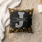 Jイニシャルパーソナライズされたシルバーモノグラムあなたの名前 クッション (ブランケット)
