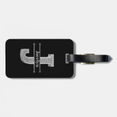 Jイニシャルパーソナライズされたシルバーモノグラムあなたの名前 ラゲッジタグ (裏面横)