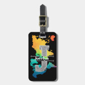 Jイニシャルパーソナライズされたシルバーモノグラムあなたの名前 ラゲッジタグ (正面縦)