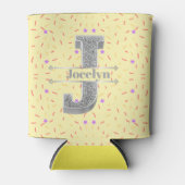 Jイニシャルパーソナライズされたシルバーモノグラムあなたの名前 缶クーラー (正面)
