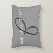 Jイニシャルパーソナライズされた名白黒グレー アクセントクッション (正面(垂直))