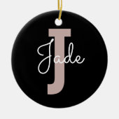 Jカスタムで始まる名前のモノグラムギフト セラミックオーナメント (正面)
