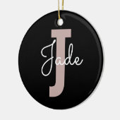 Jカスタムで始まる名前のモノグラムギフト セラミックオーナメント (左)
