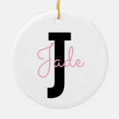 Jカスタムで始まる名前のモノグラムギフト セラミックオーナメント (裏面)