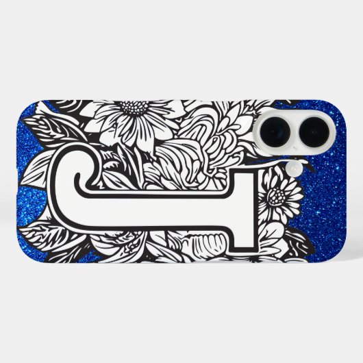 Jパーソナライズされた字のフローラエレガントグリッター Case-Mate iPhoneケース (裏面 (横))