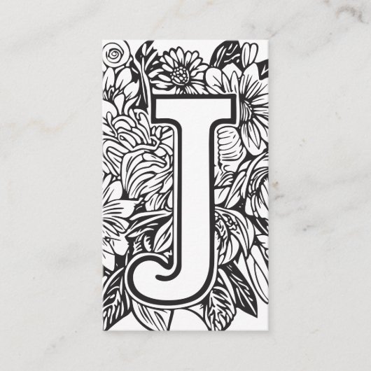 Jフローラモノグラムの白黒の会社のロゴ 名刺 (正面)