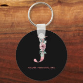 Jフローラモノグラム名文字ピンクアガテキーチェーン キーホルダー (正面)