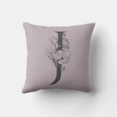 Jボホエレガントフローラモノグラムイニシャル薄紫グレイ クッション (裏面)