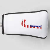 Jモノグラムがアメリカ国旗pccntにオーバーレイ ゴルフヘッドカバー (正面)