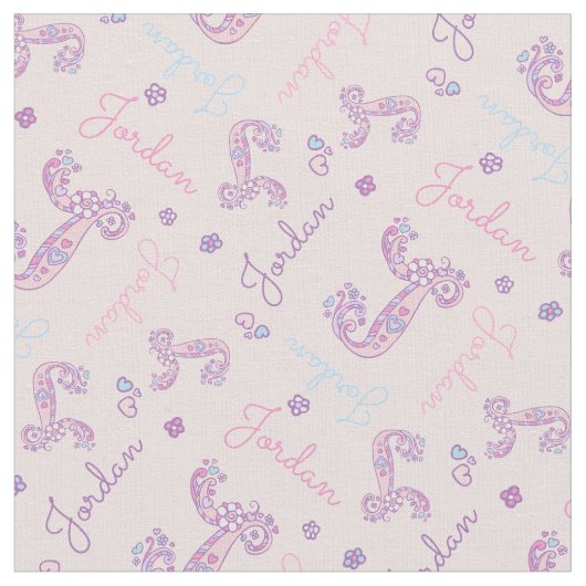 Jモノグラムと名パーソナライズされた称Jorden fabric ファブリック (クローズアップ)