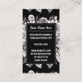 Jモノグラムの字の白黒フローラ花 名刺 (裏面)