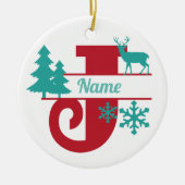 Jモノグラムイニシャルクリスマスホリデーツリーオーナメント セラミックオーナメント (正面)