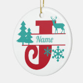 Jモノグラムイニシャルクリスマスホリデーツリーオーナメント セラミックオーナメント (左)
