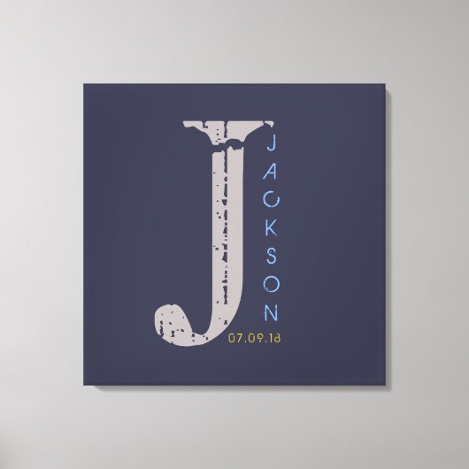 Jモノグラムイニシャルバーバルミツワーサインインボード キャンバスプリント (正面)